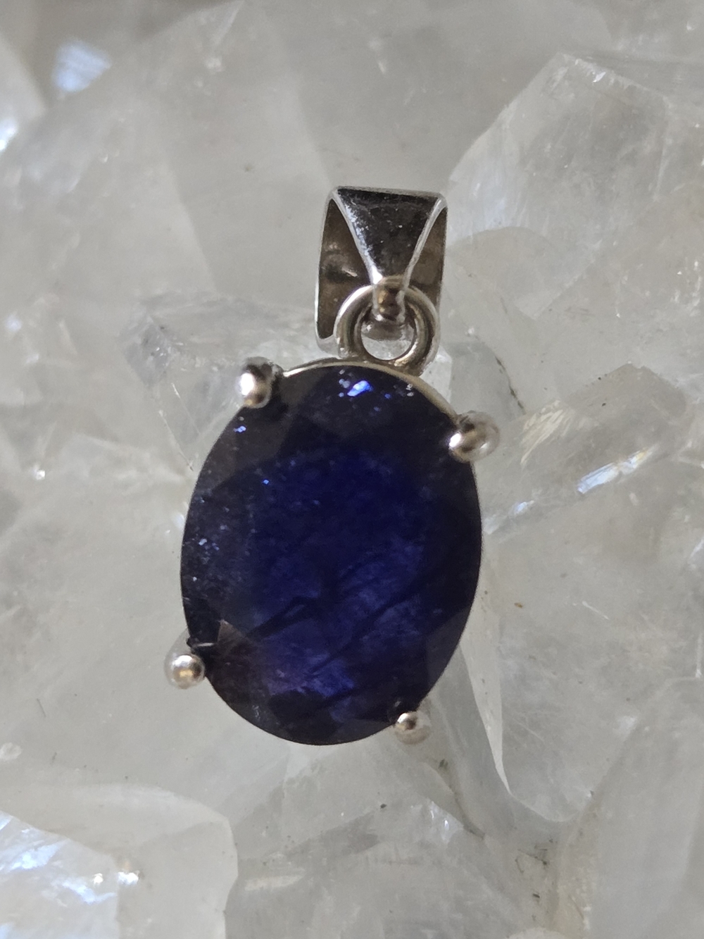 Genuine Natural Blue Sapphire 925 Sterling Silver Pendant